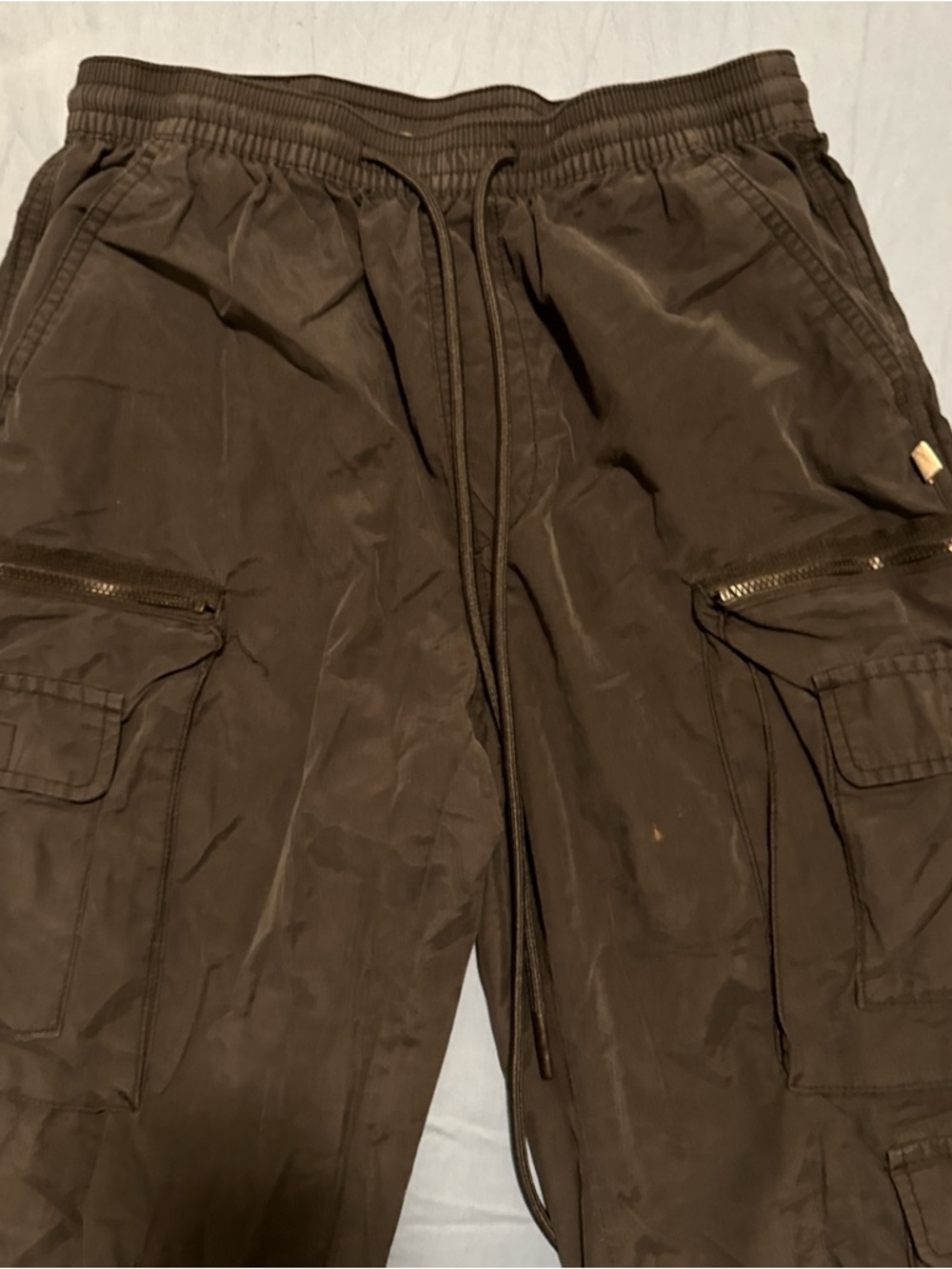 Men's Brown Cargo Pants with Elastic Waist